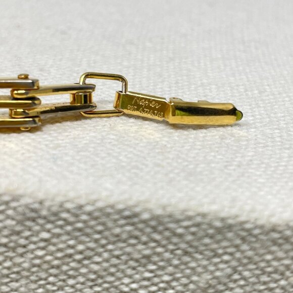 Napier Triple Link‎ Chain Bracelet Gold-Tone Marked Vintage Classic 7.5" - Picture 6 of 11